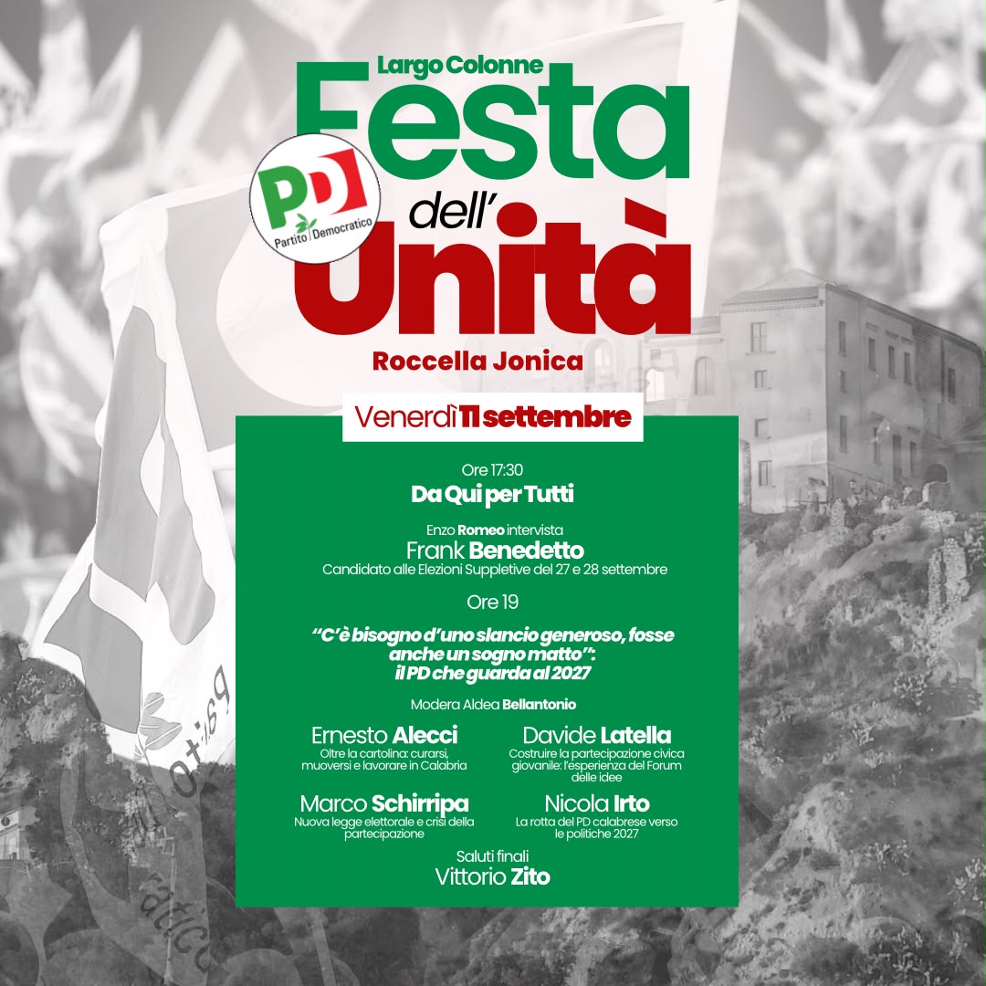 locandina Festa Unità Roccella Jonica