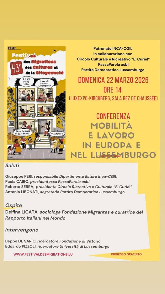 Conferenza - Mobilità e lavoro in Europa e nel Lussemburgo