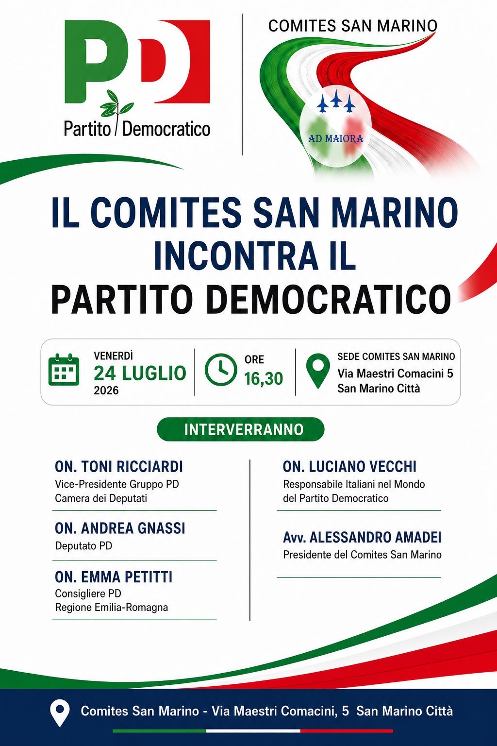 Il Comites di San Marino incontra il Partito Democratico