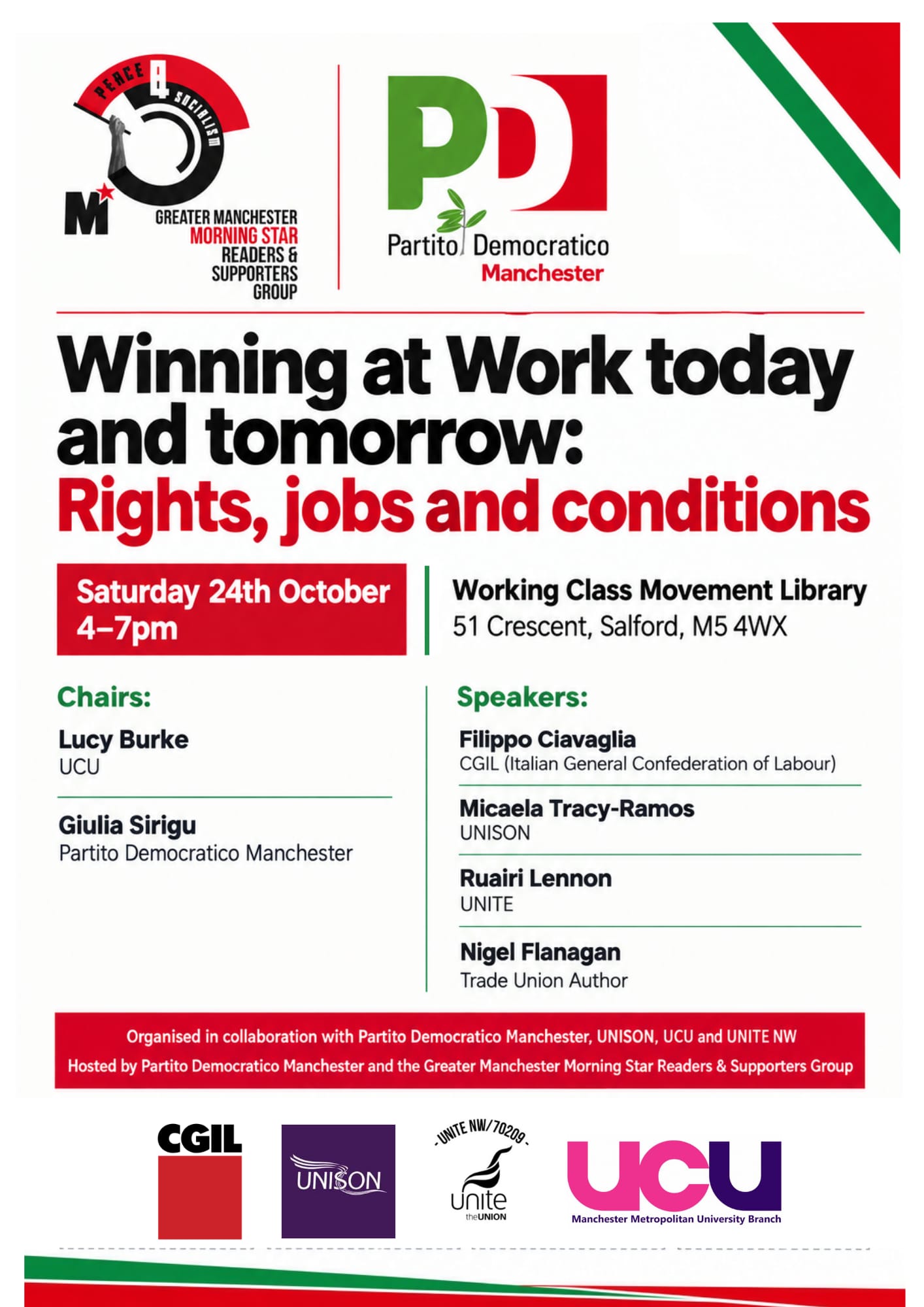 Winning at work today and tomorrow: rights, job and conditions  Vincere nel mondo del lavoro, oggi e domani: diritti, occupazione e condizioni di lavoro